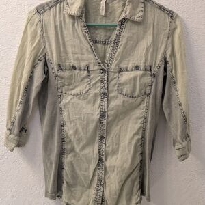 Elan Tie-Dye Shirt in Cream and Blue